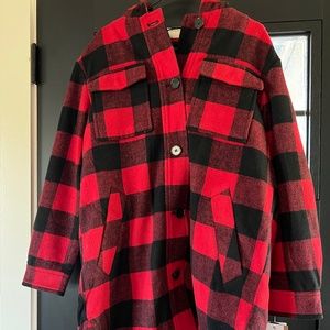 Sanctuary Buffalo plaid Sherpa coat  NEW
